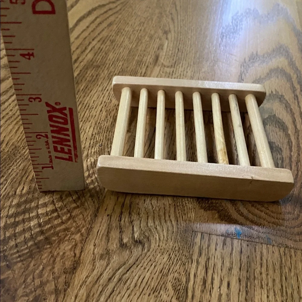 NIB sponge soap rack dish bamboo natural minimalist organization bathroom